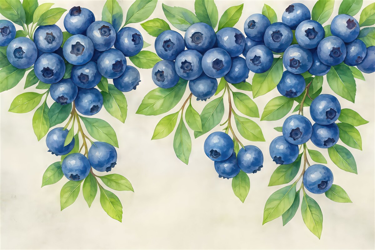 Fototapeta wielkie owoce i liście na szarym tle