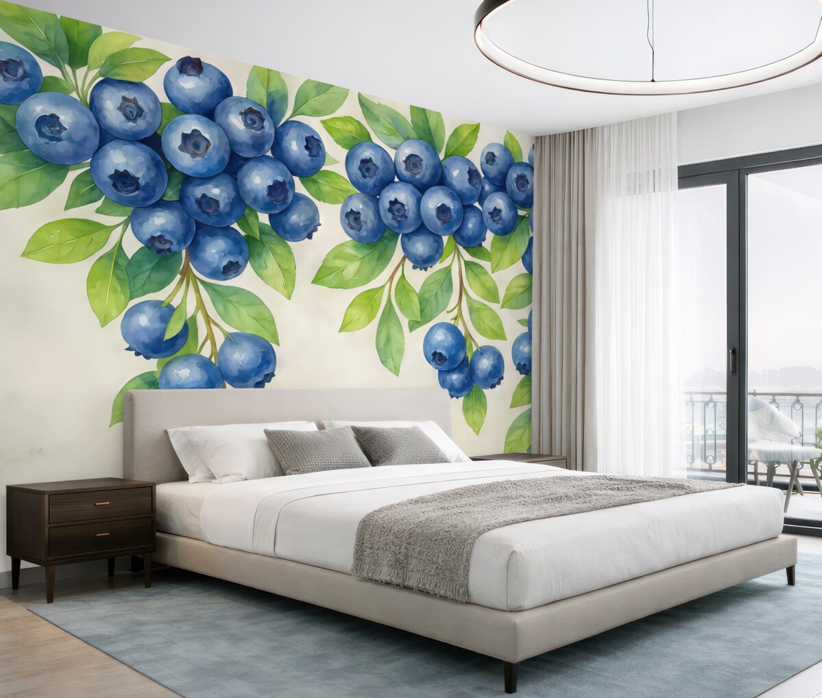 Fototapeta wielkie owoce i liście na szarym tle