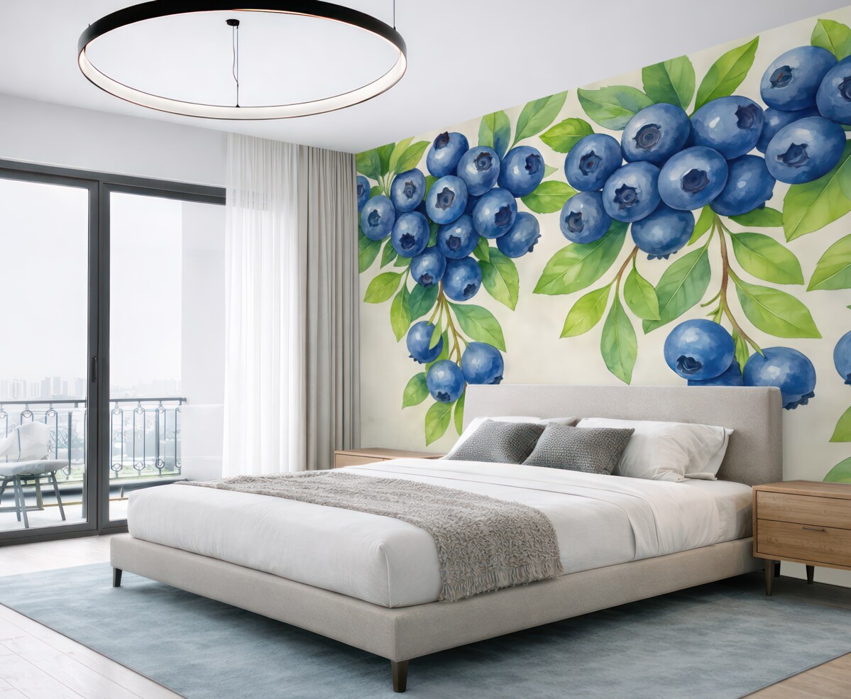 Fototapeta wielkie owoce i liście na szarym tle