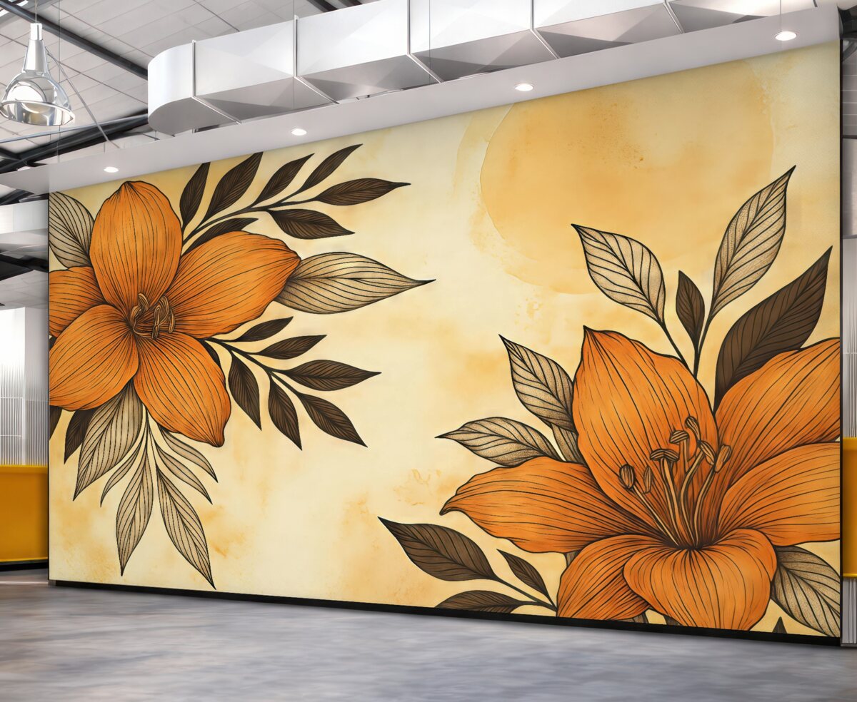 Fototapeta Pomarańczowe lilie na jasnym tle.