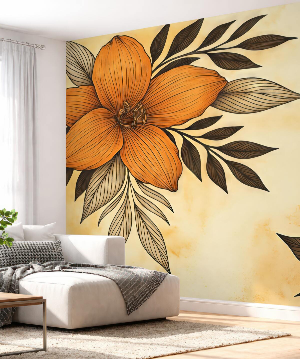 Fototapeta Pomarańczowe lilie na jasnym tle.