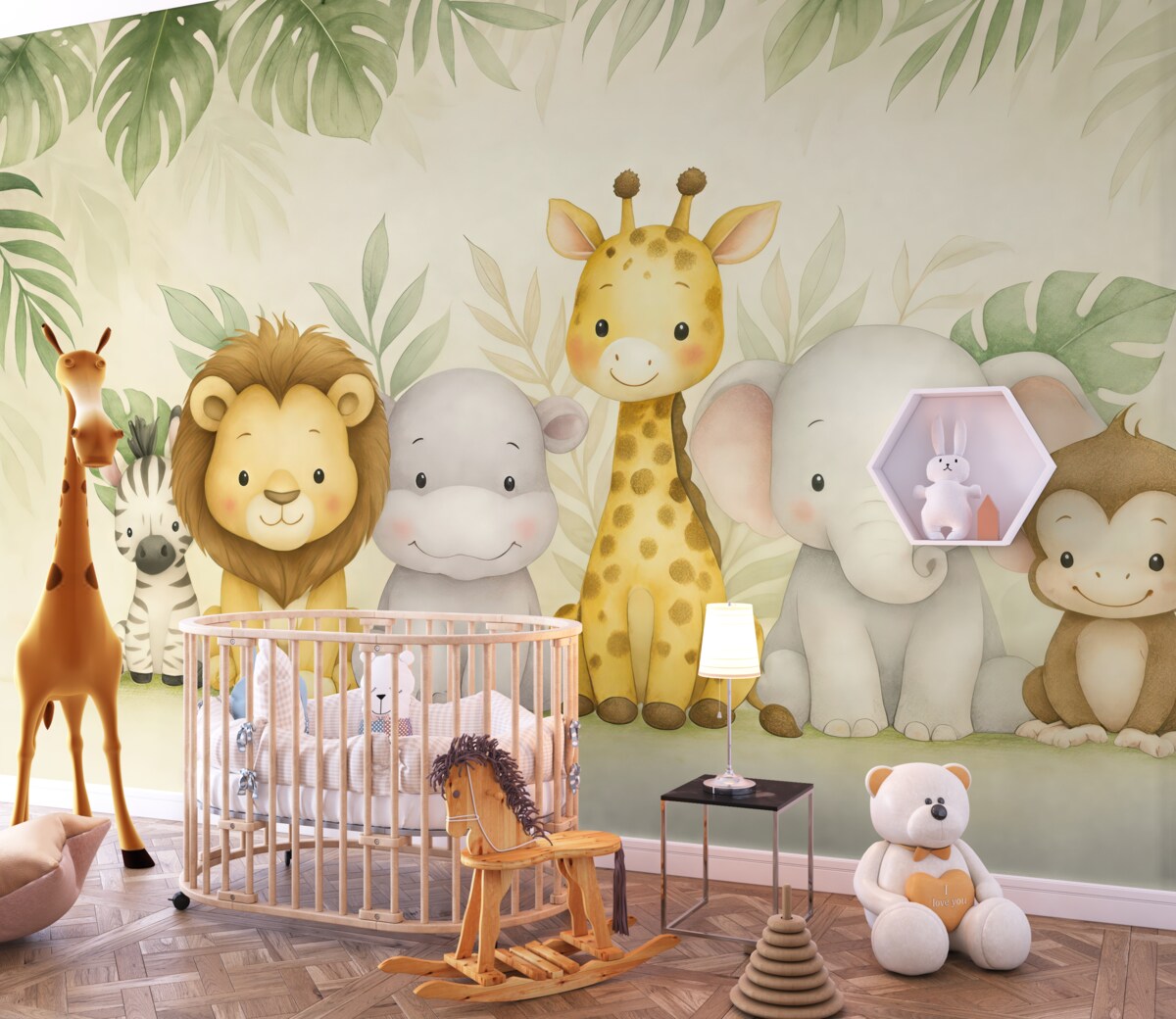 Fototapeta Zwierzęta z safari namalowane akwarełą.