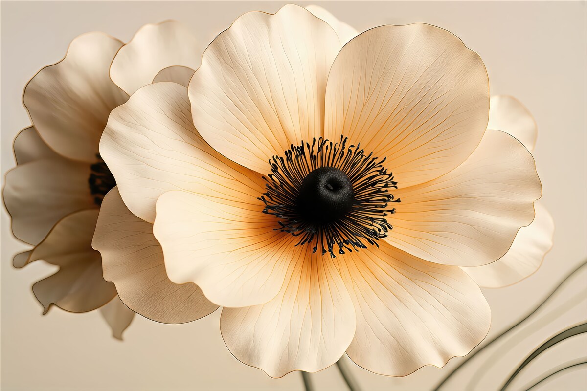 Fototapeta Wielki kwiat, jasny, kremowy, pomarańczowy.