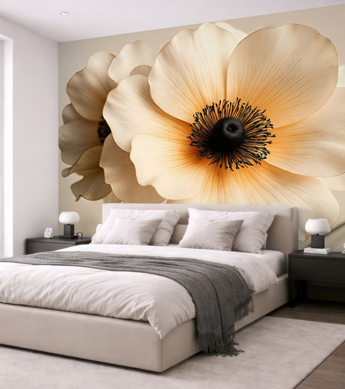 Fototapeta Wielki kwiat, jasny, kremowy, pomarańczowy.