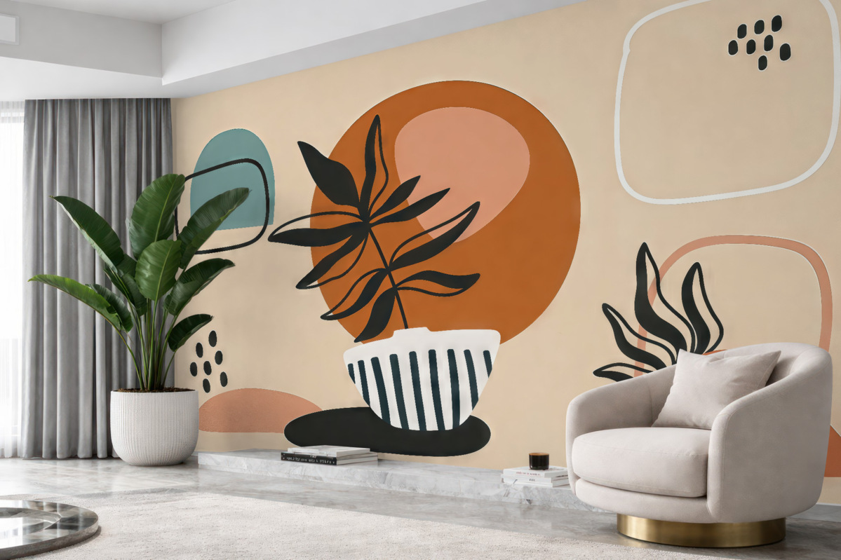 Fototapeta Kwiaty, abstrakcja, jasnobrązowe tło.