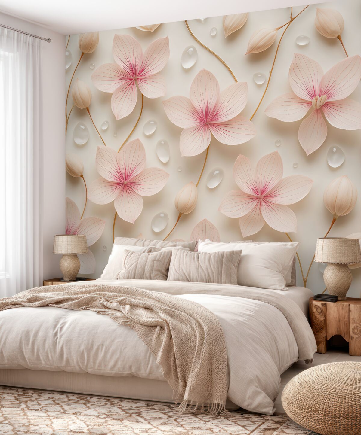 Fototapeta Subtelne płatki różane z kroplami wody.