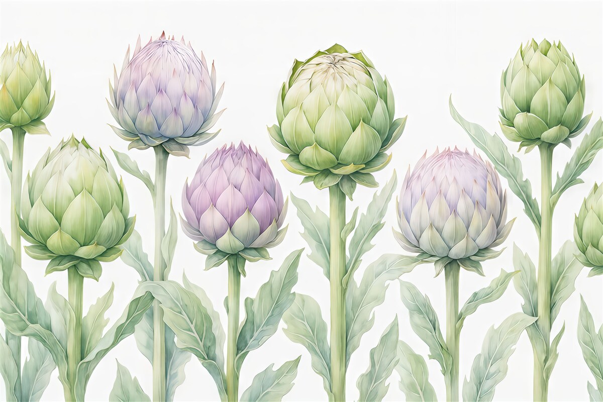 Fototapeta Akwarela z kwiatu karczocha.