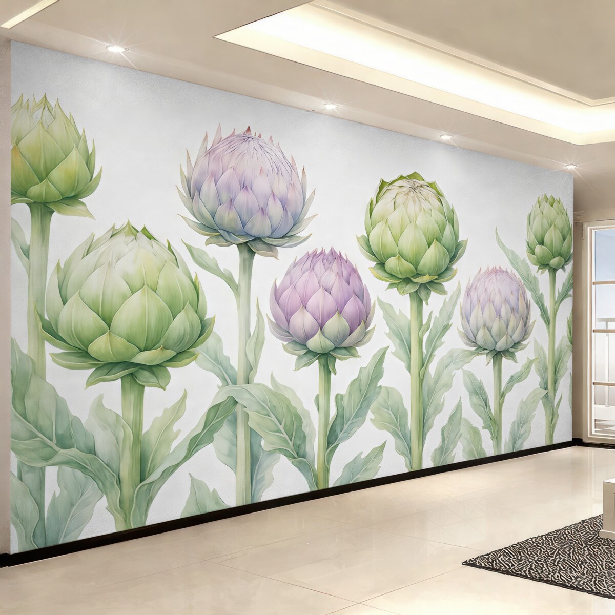 Fototapeta Akwarela z kwiatu karczocha.