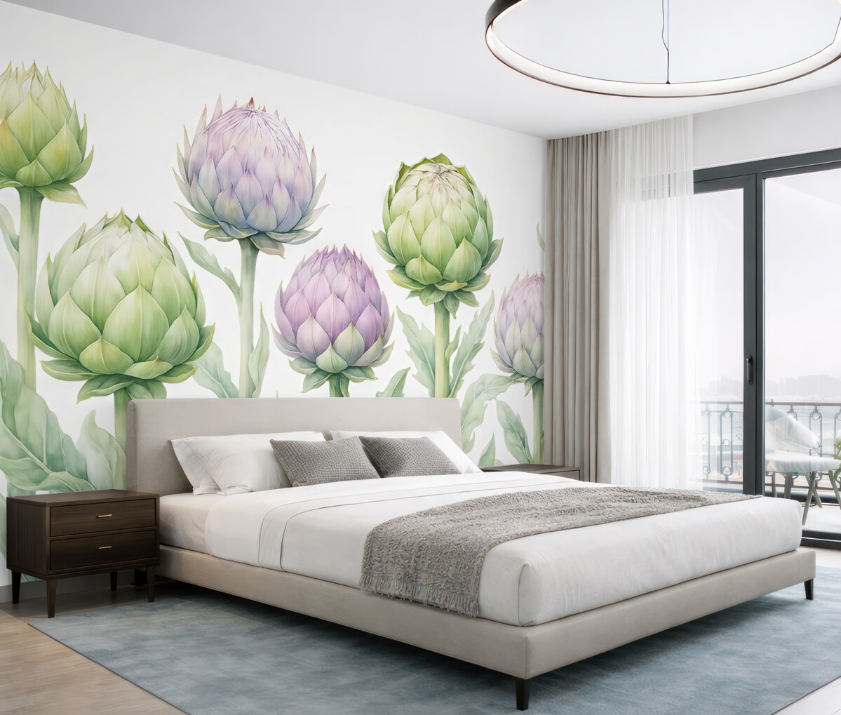 Fototapeta Akwarela z kwiatu karczocha.