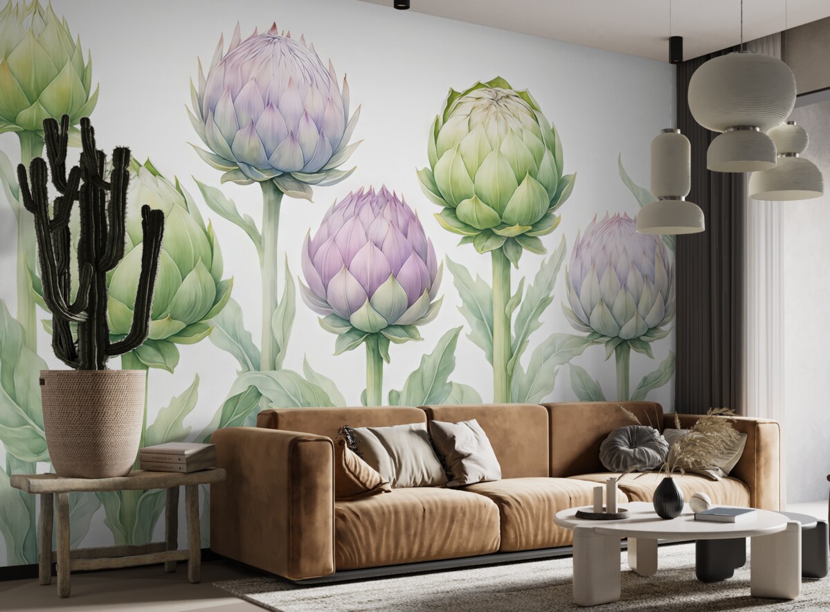 Fototapeta Akwarela z kwiatu karczocha.