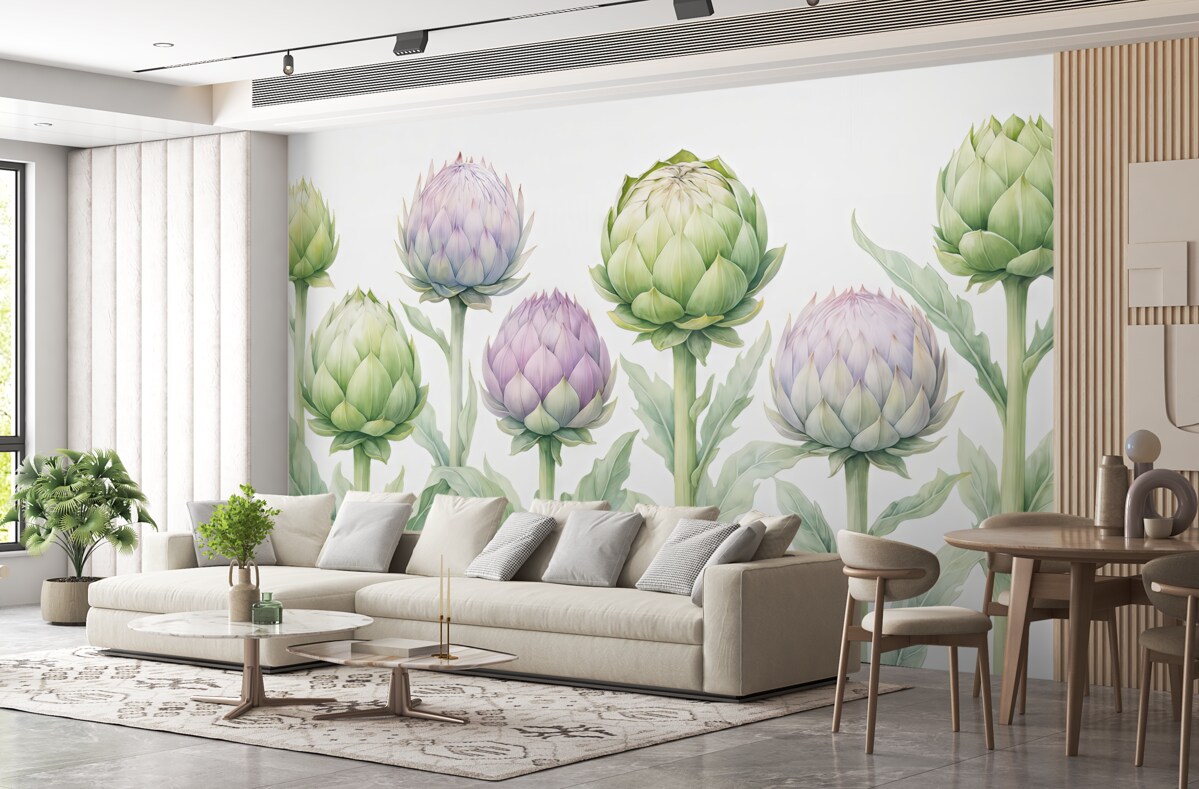 Fototapeta Akwarela z kwiatu karczocha.