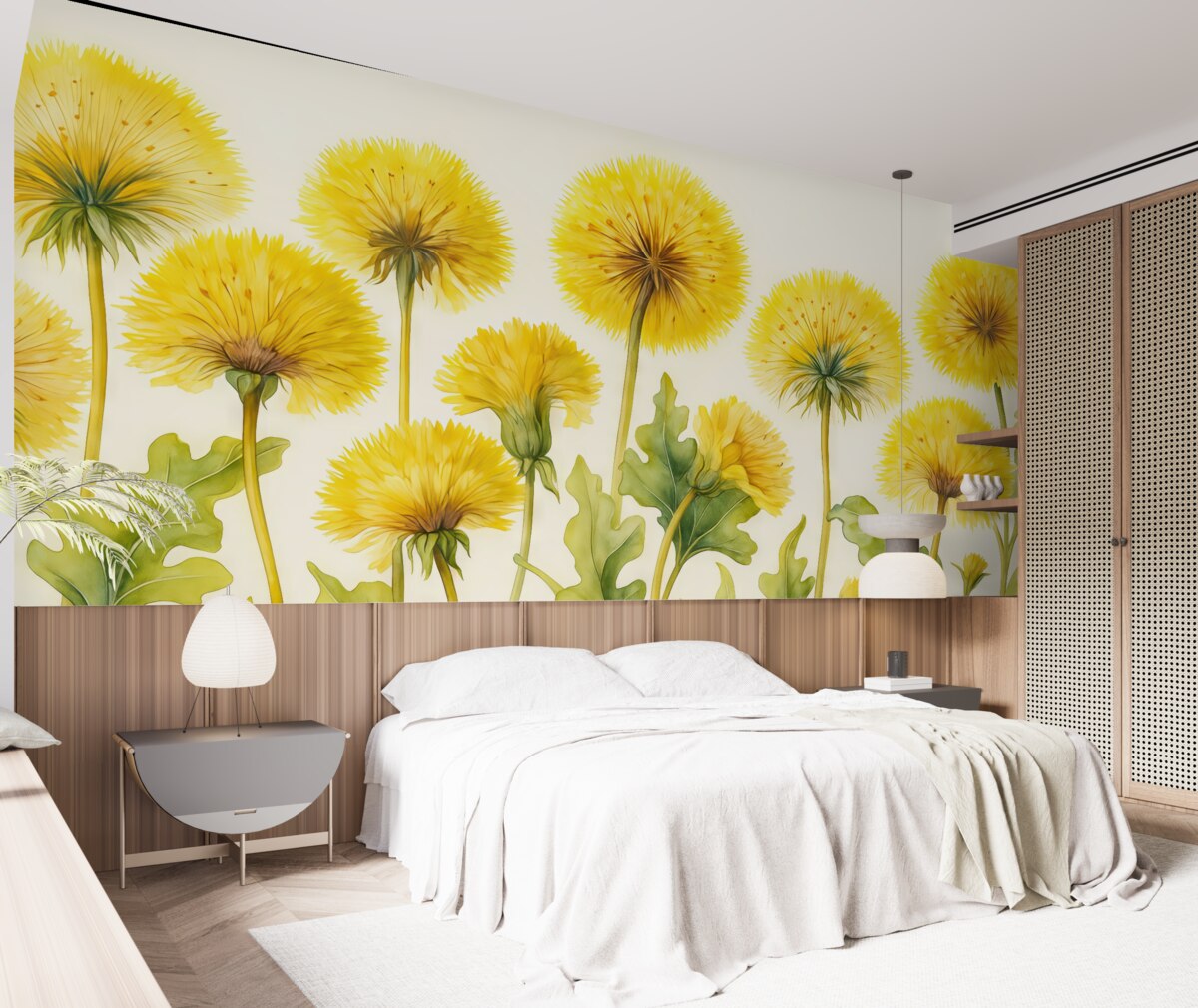 Fototapeta Kwitnące żółte mniszki medyczne akwarelą.