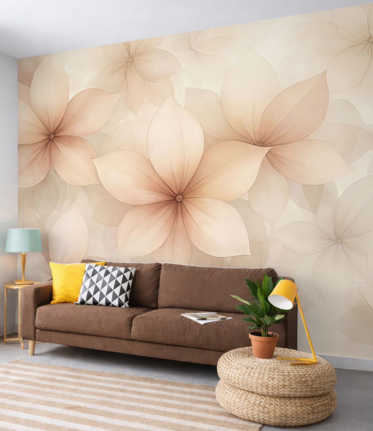 Fototapeta Układ kwiatów, subtelne odcienie różu i beżu, motyw kwiatowy.