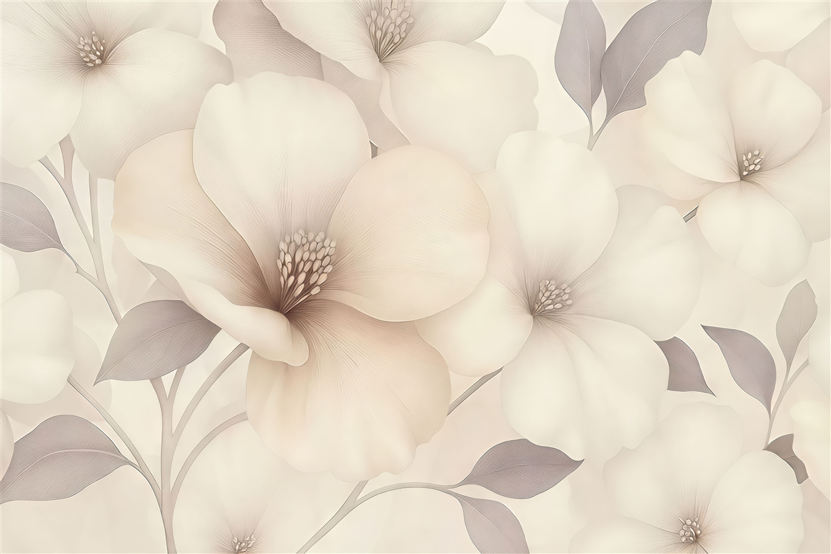 Fototapeta Kwiaty akrylowe, bukiet kwiatowy, przyroda, pastelowe beżowe odcienie.