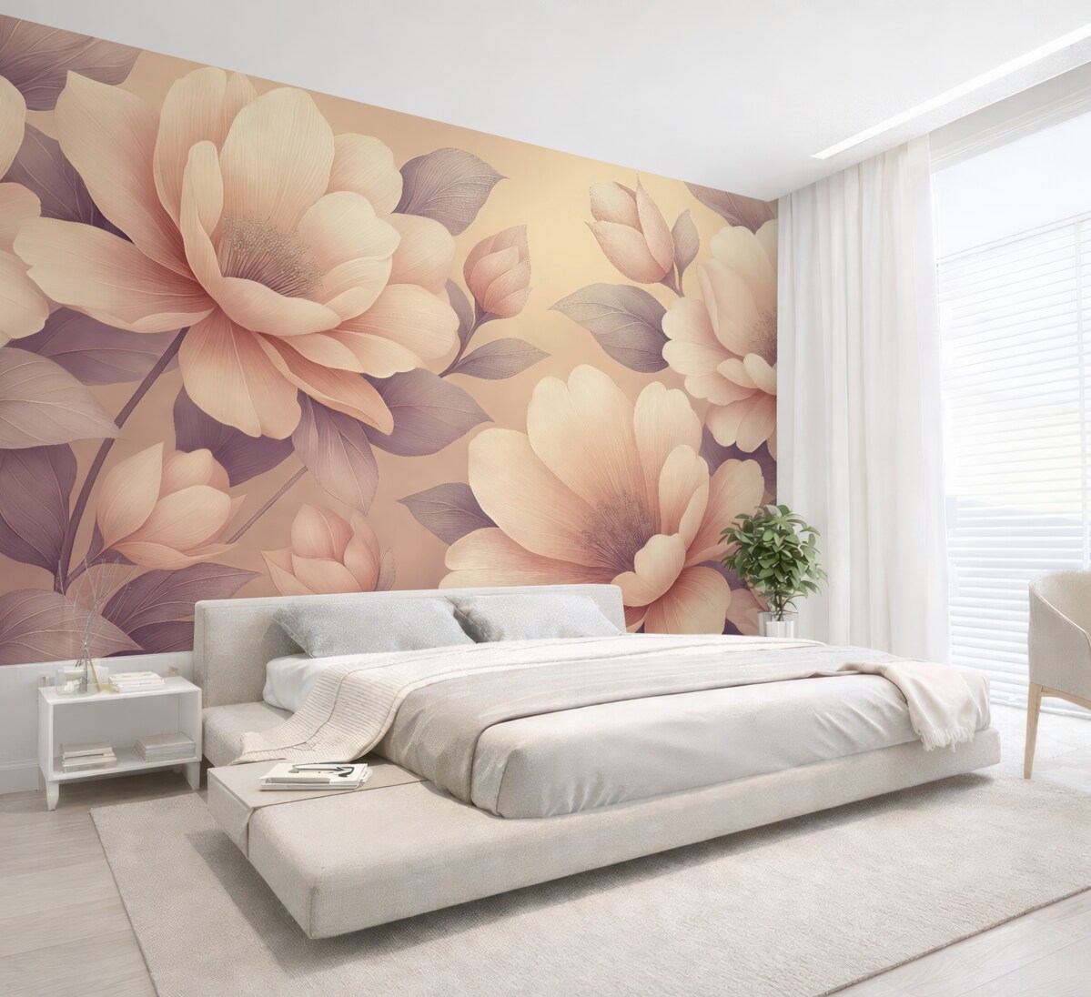 Fototapeta Wspaniałe akrylowe kwiaty, bukiet kwiatowy, przyroda, delikatne beże i róże.