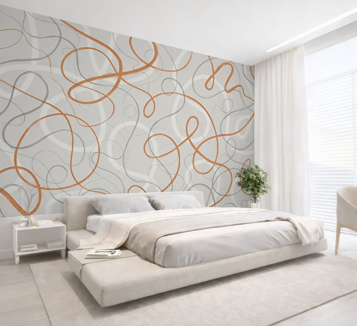 Fototapeta Abstrakcyjne pomarańczowe wzory na szarej powierzchni.