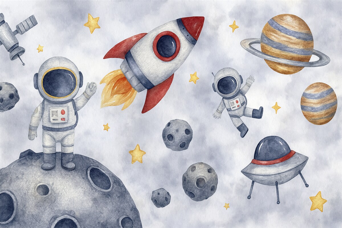 Fototapeta Kosmonauci w przestrzeni kosmicznej.