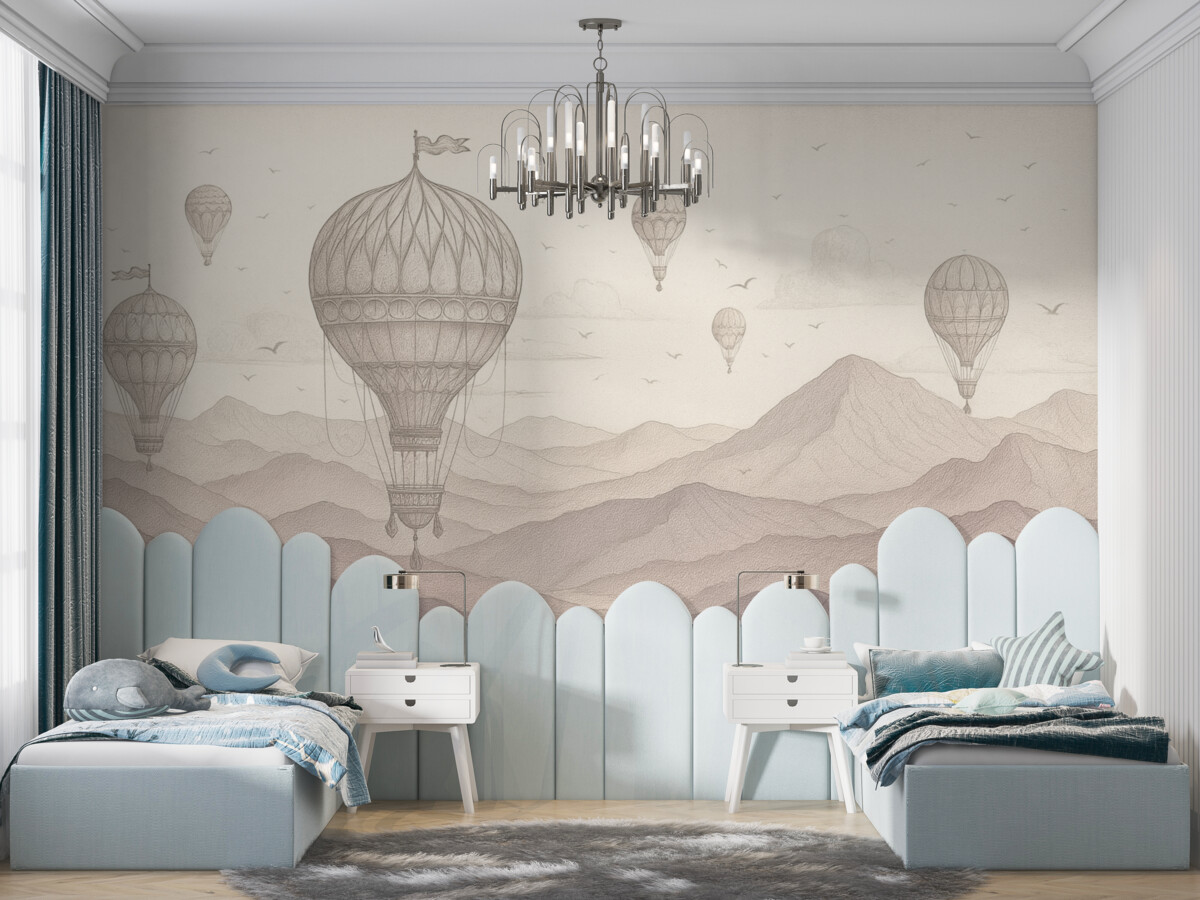 Fototapeta Balony oraz szczyty górskie.