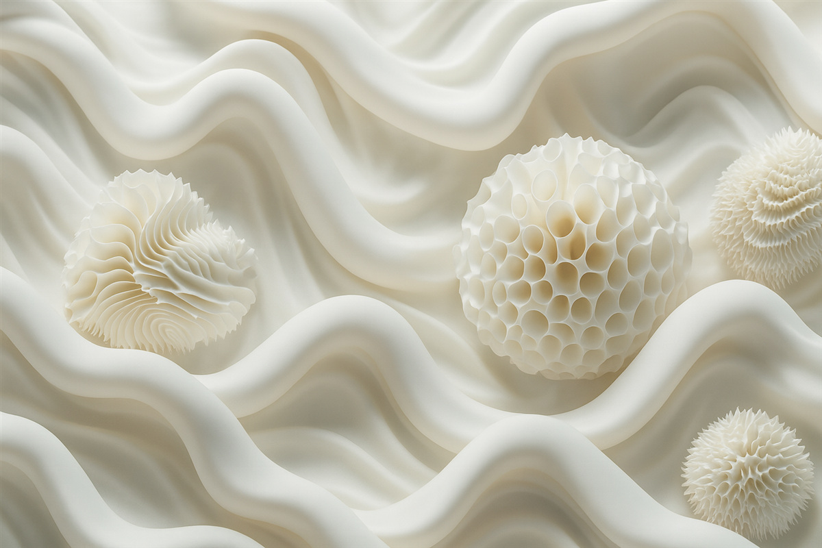 Fototapeta Abstrakcyjne faliste tło jasnych form w stylu 3D.