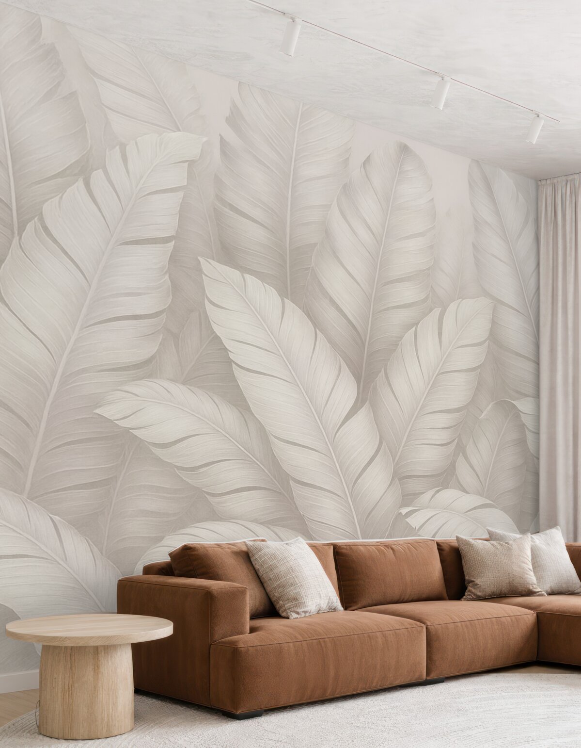 Fototapeta Stylowe pastelowe tropikalne beżowe liście.