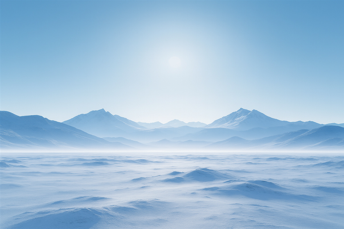 Fototapeta Niebieskie szczyty i słońce.