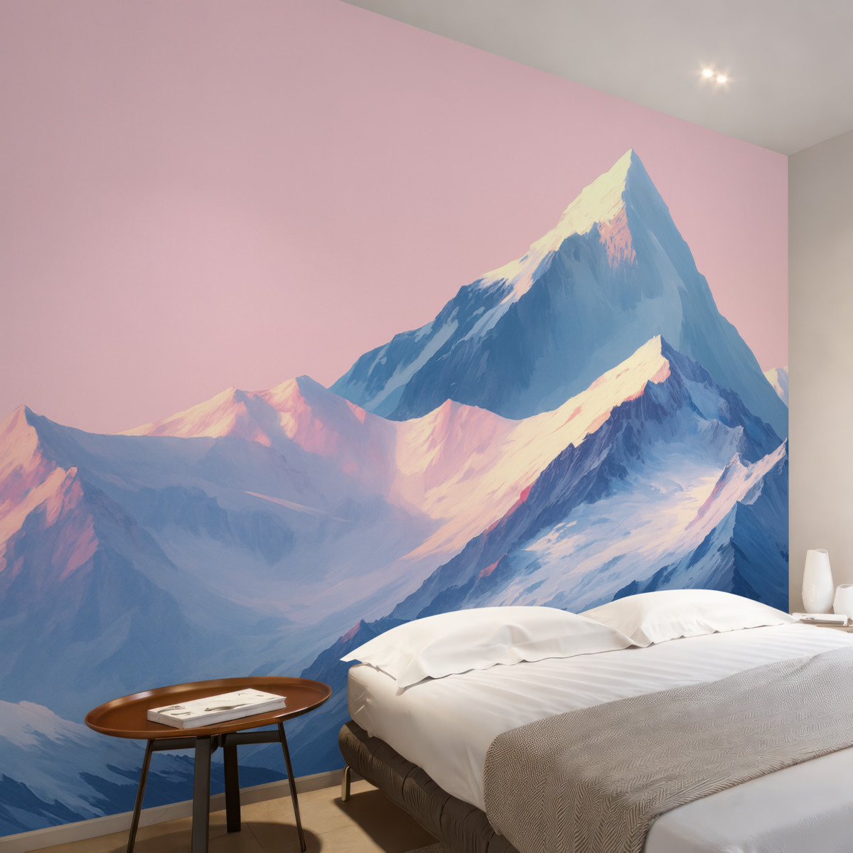 Fototapeta Niebieskie i różowe szczyty w stylu rysunkowym.