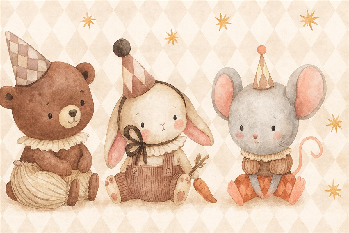 Fototapeta Urocze zwierzęta w stylu skandynawskim.