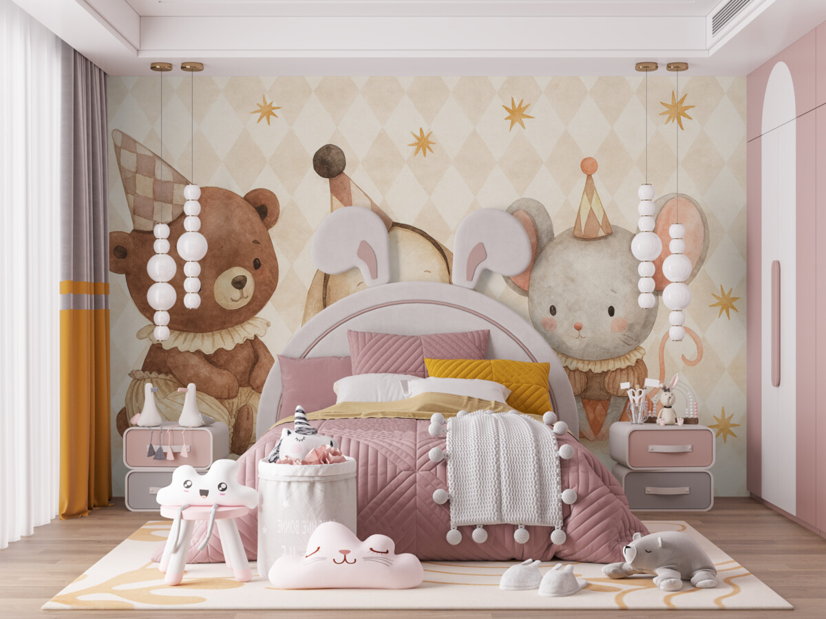 Fototapeta Urocze zwierzęta w stylu skandynawskim.