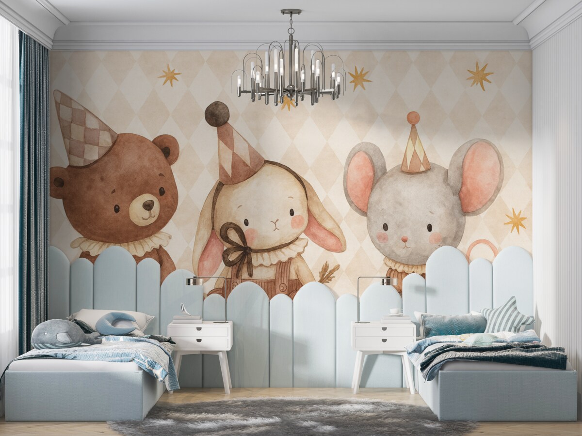 Fototapeta Urocze zwierzęta w stylu skandynawskim.