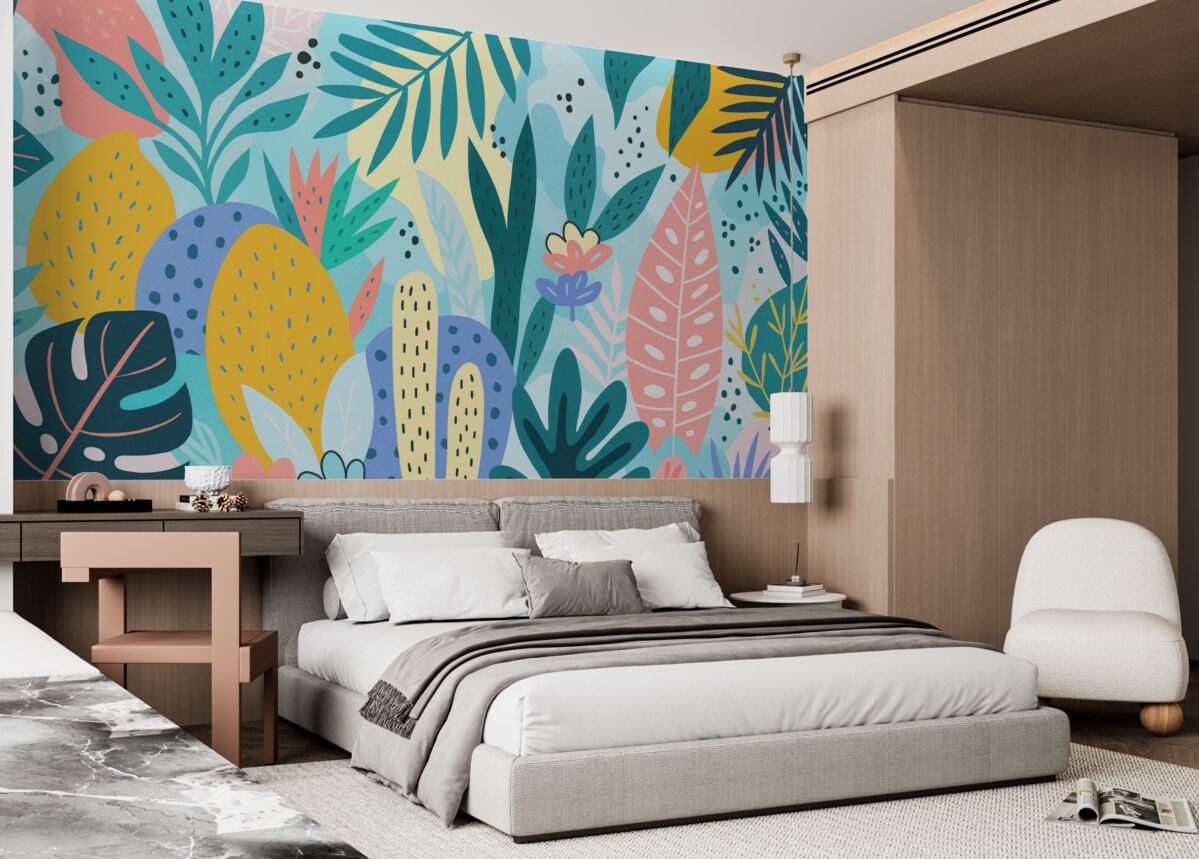 Fototapeta Wielobarwna tropikalna jungla.