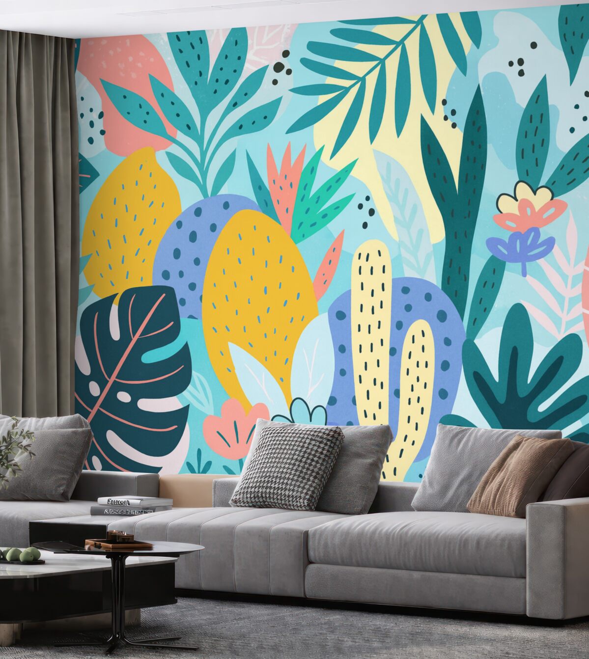 Fototapeta Wielobarwna tropikalna jungla.