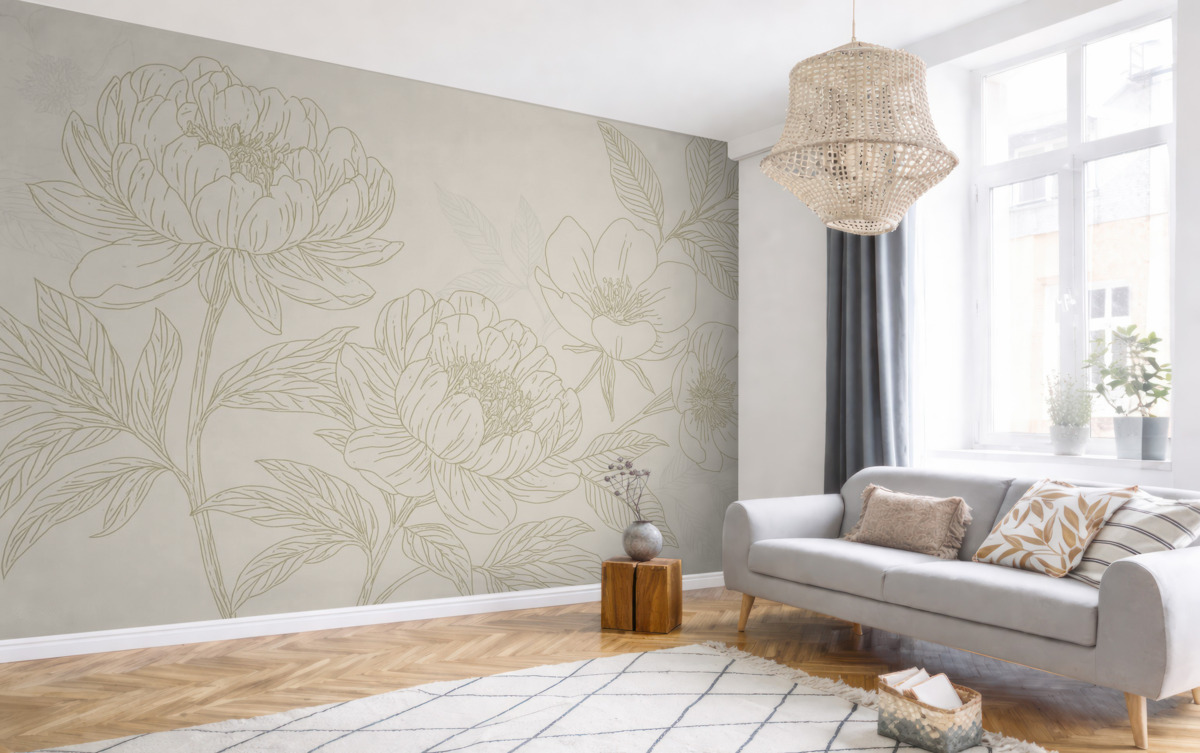 Fototapeta Kwiaty o linii w odcieniu zielonym.