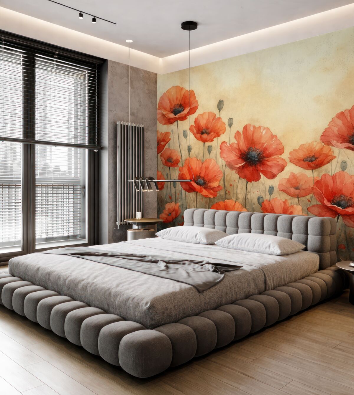 Fototapeta Maki w kolorze czerwonym malowane akwarelą.