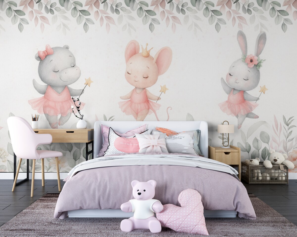 Fototapeta Urocze baletnice wśród roślin.