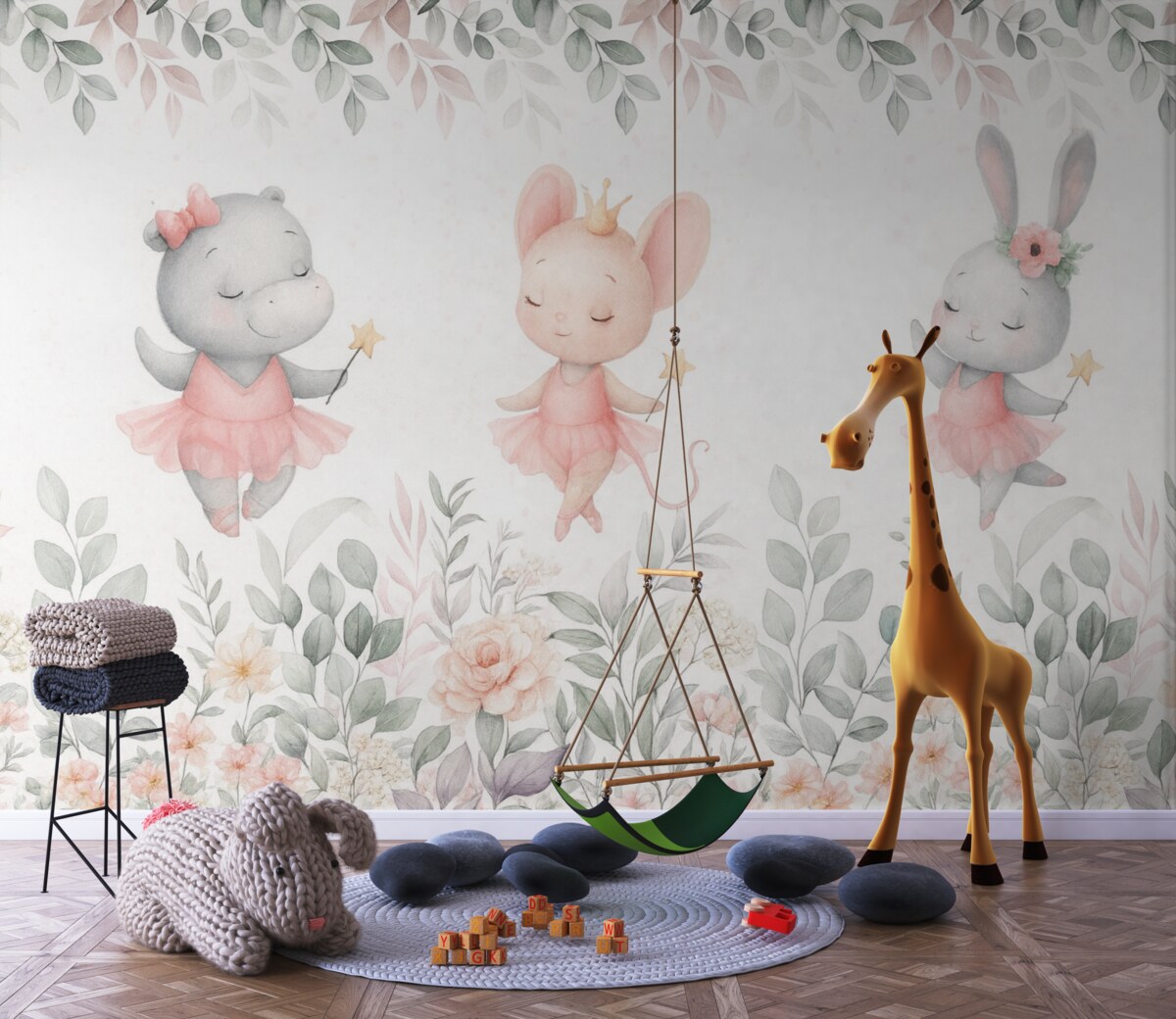 Fototapeta Urocze baletnice wśród roślin.