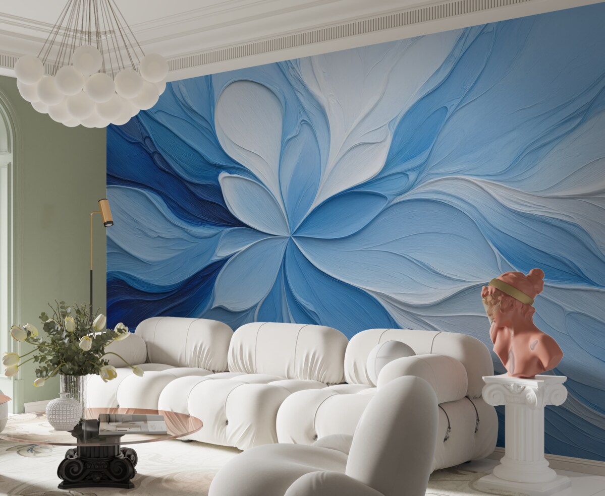 Fototapeta Abstrakcyjne niebieskie tło z machnięciami pędzla.