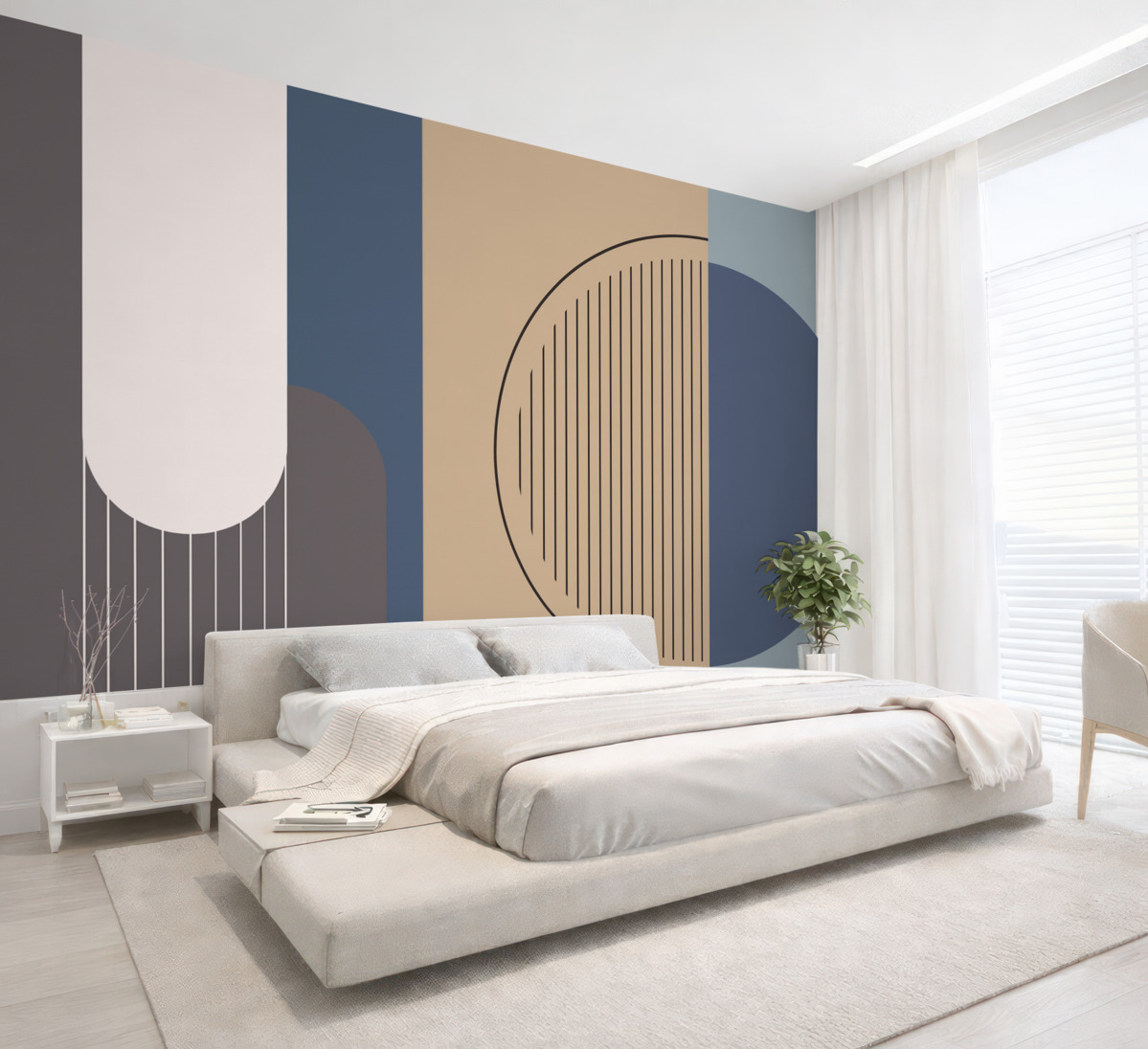 Fototapeta Abstrakcja, błękitny, kremowy, koło, smug.