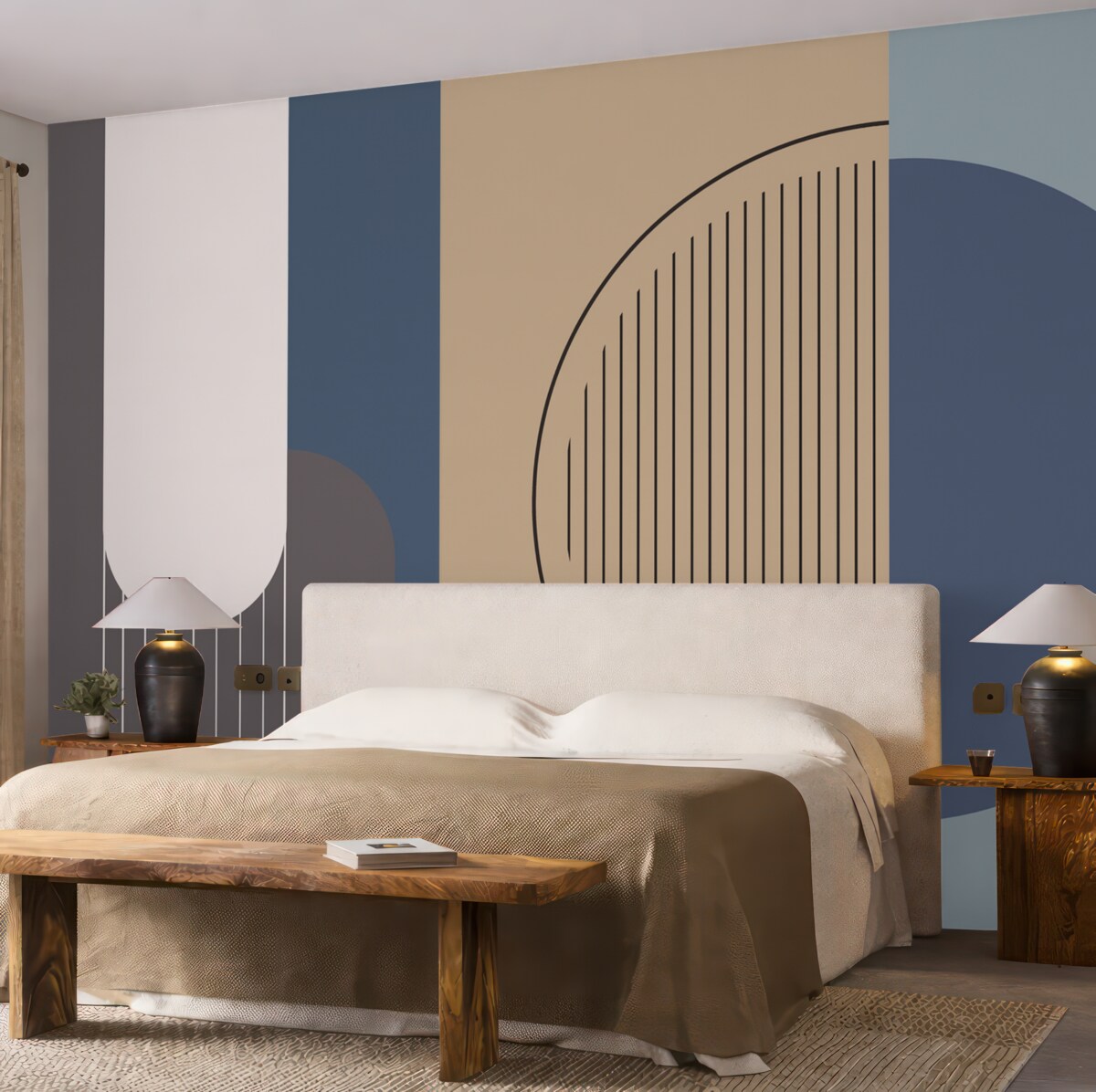 Fototapeta Abstrakcja, błękitny, kremowy, koło, smug.