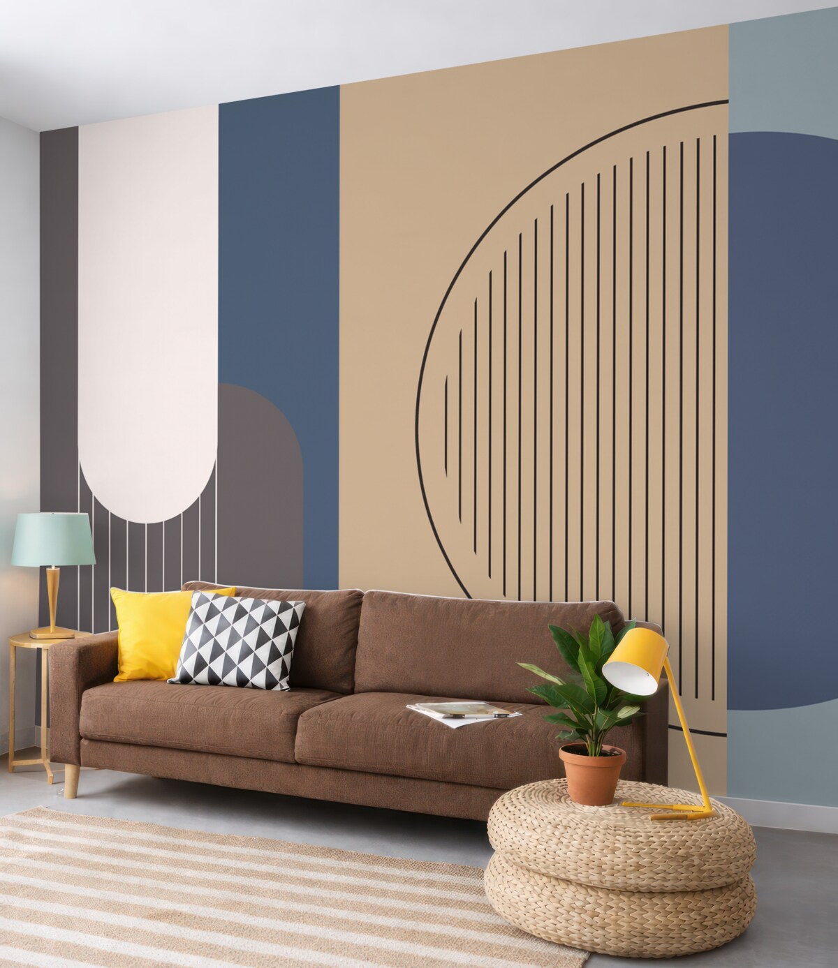 Fototapeta Abstrakcja, błękitny, kremowy, koło, smug.