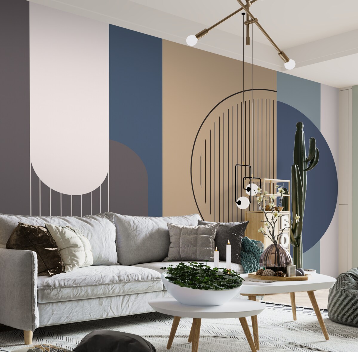 Fototapeta Abstrakcja, błękitny, kremowy, koło, smug.