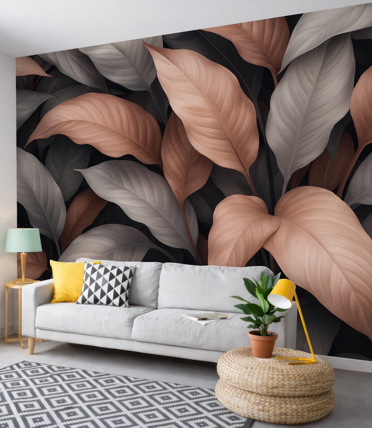 Fototapeta Rośliny tropikalne w odcieniach czerwonym i niebieskim.