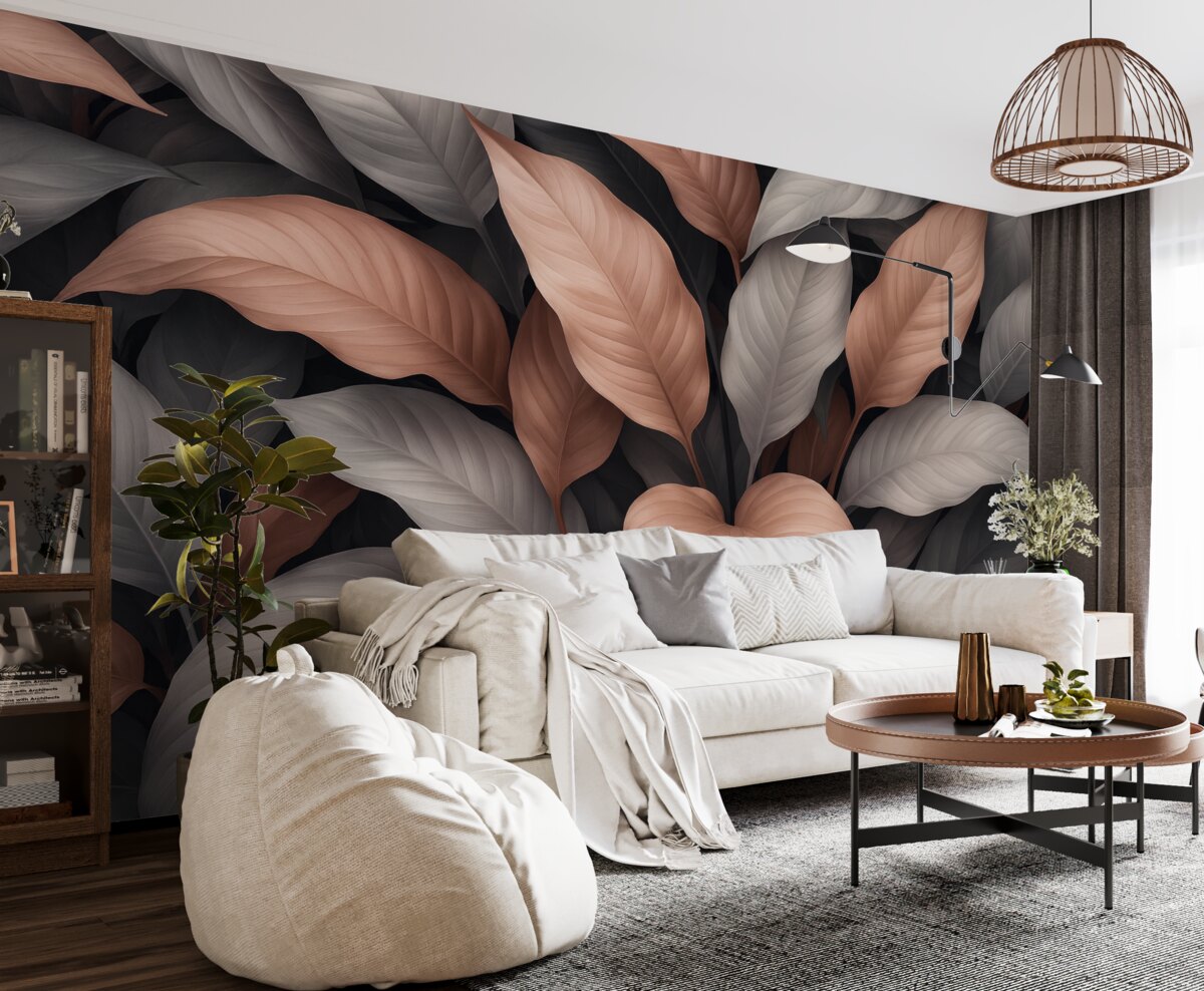 Fototapeta Rośliny tropikalne w odcieniach czerwonym i niebieskim.