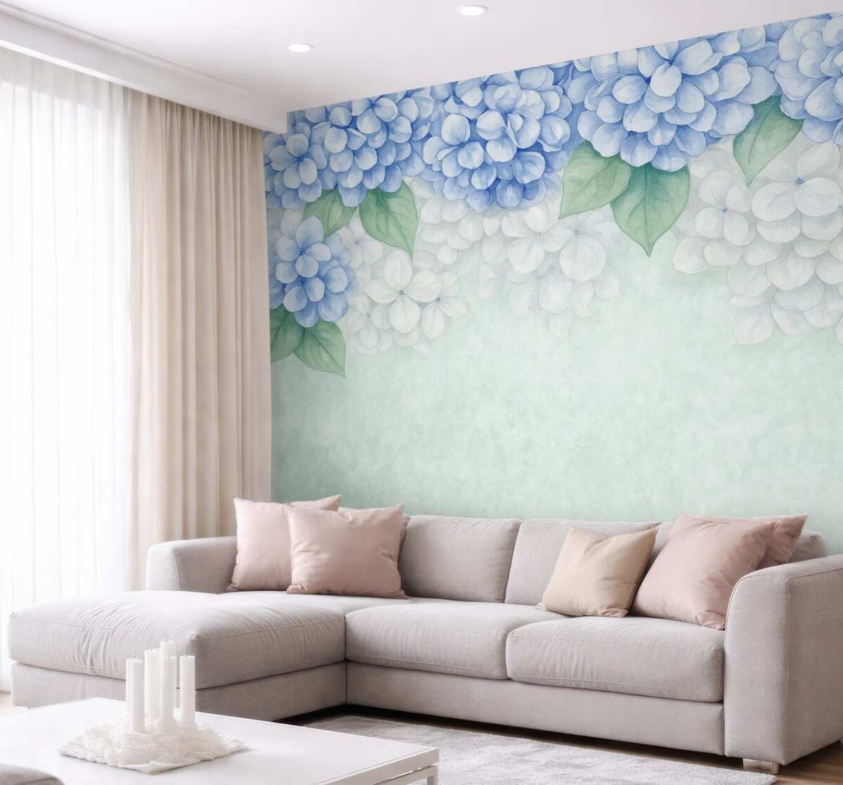 Fototapeta kwiaty hortensji, kwiaty w odcieniu niebieskim, kwiaty z gór, obszerne kwiaty