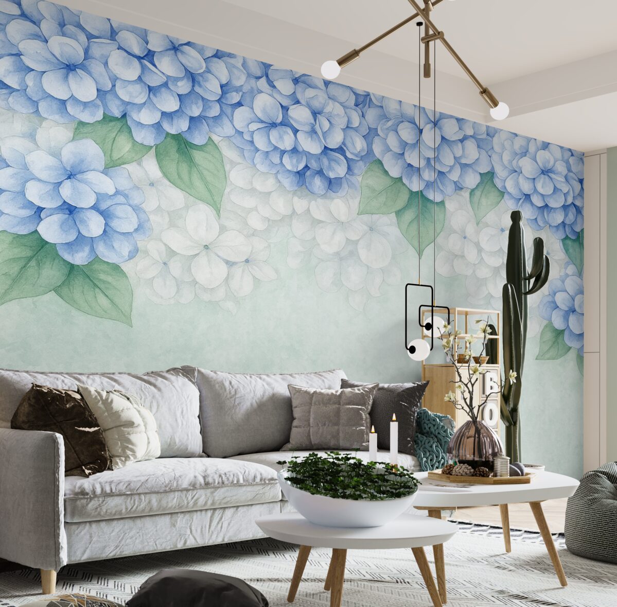 Fototapeta kwiaty hortensji, kwiaty w odcieniu niebieskim, kwiaty z gór, obszerne kwiaty