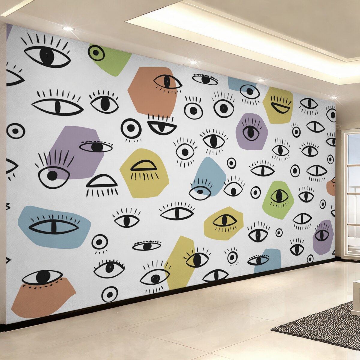 Fototapeta Oczy w abstrakcyjnej formie i kolorowe figury.