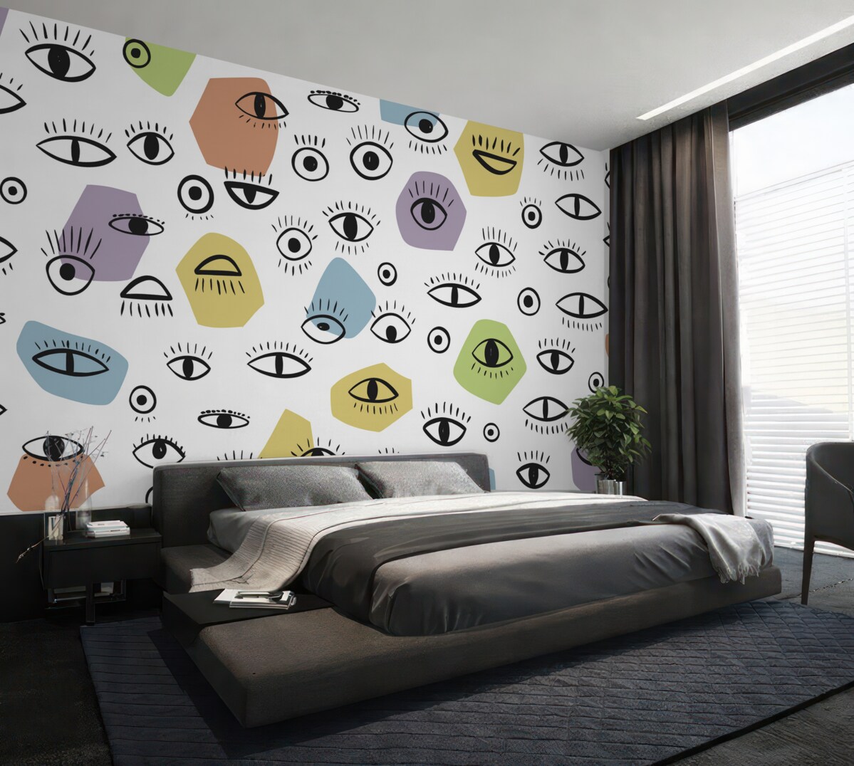 Fototapeta Oczy w abstrakcyjnej formie i kolorowe figury.