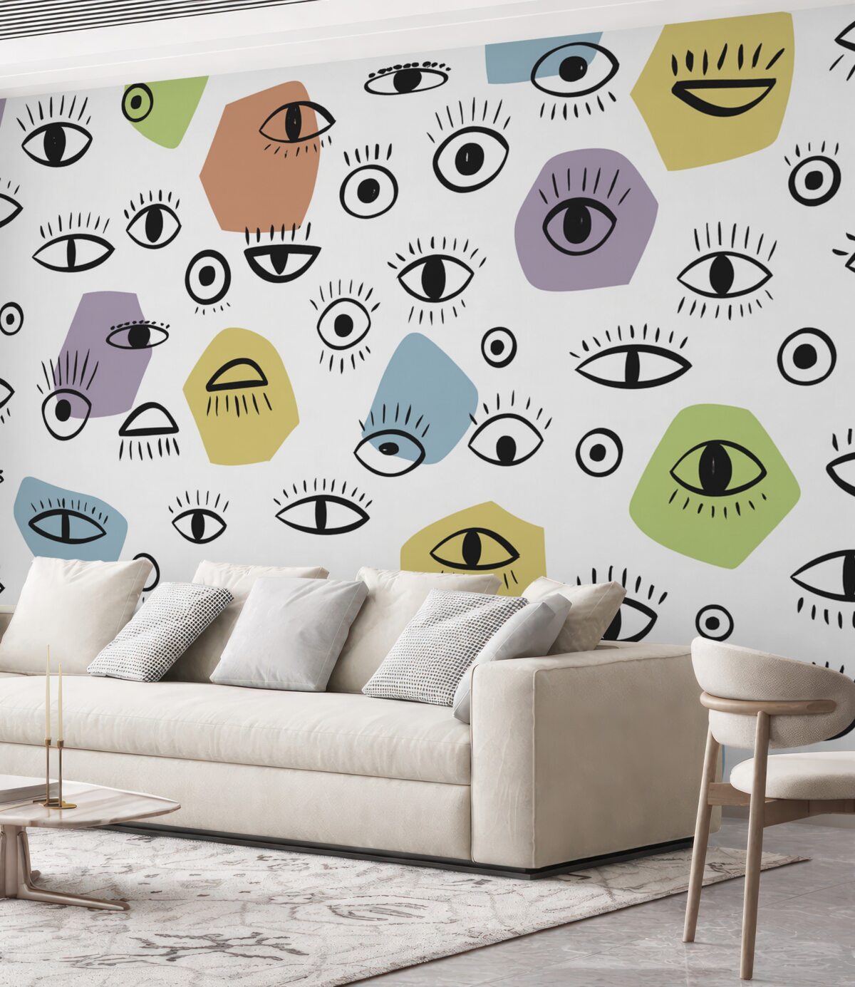 Fototapeta Oczy w abstrakcyjnej formie i kolorowe figury.