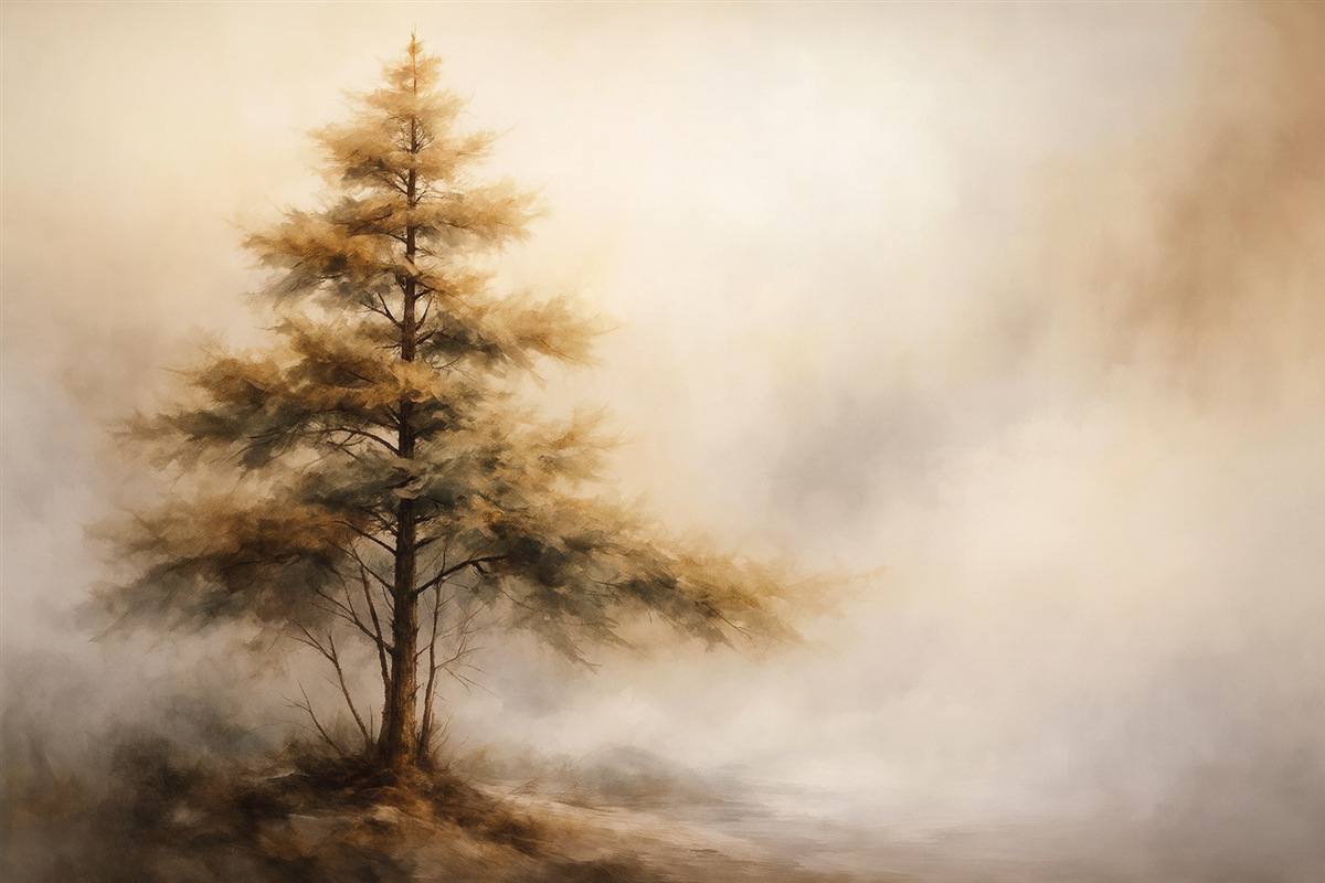 Fototapeta Pojedyncze drzewo w mgle.