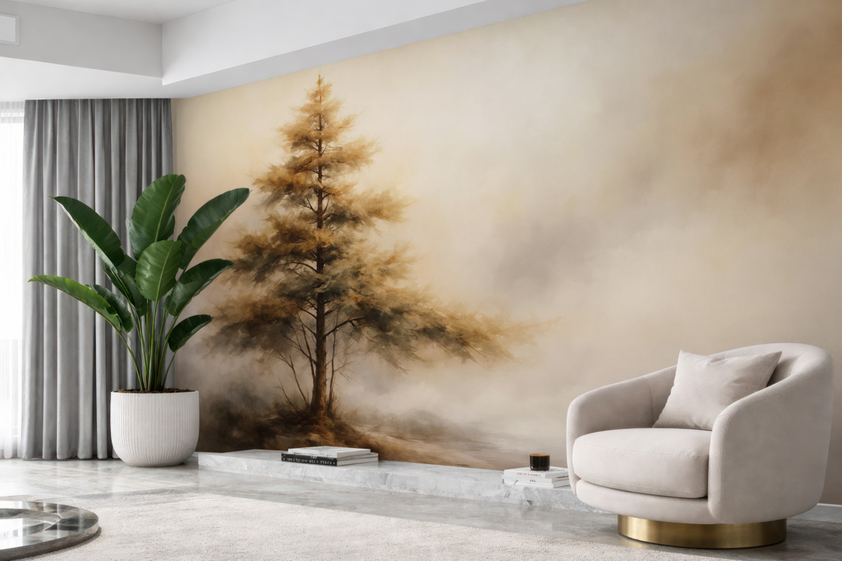 Fototapeta Pojedyncze drzewo w mgle.