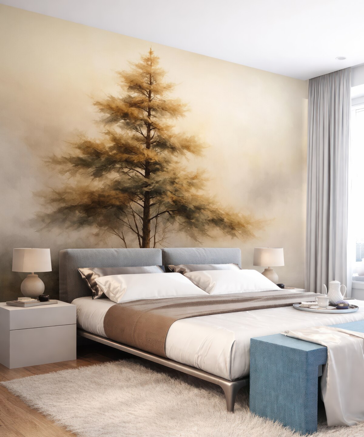 Fototapeta Pojedyncze drzewo w mgle.